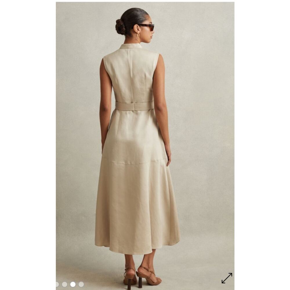 NWT: Reiss Ava Linen Blend Belted Midi Dress - Picture 5 of 11